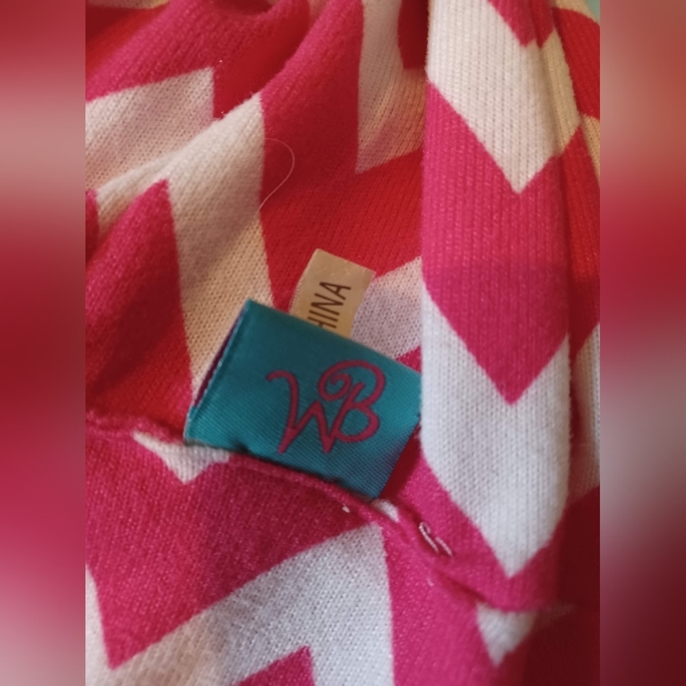 WB Infinity Pink White Chevron Scarf - Picture 3 of 4